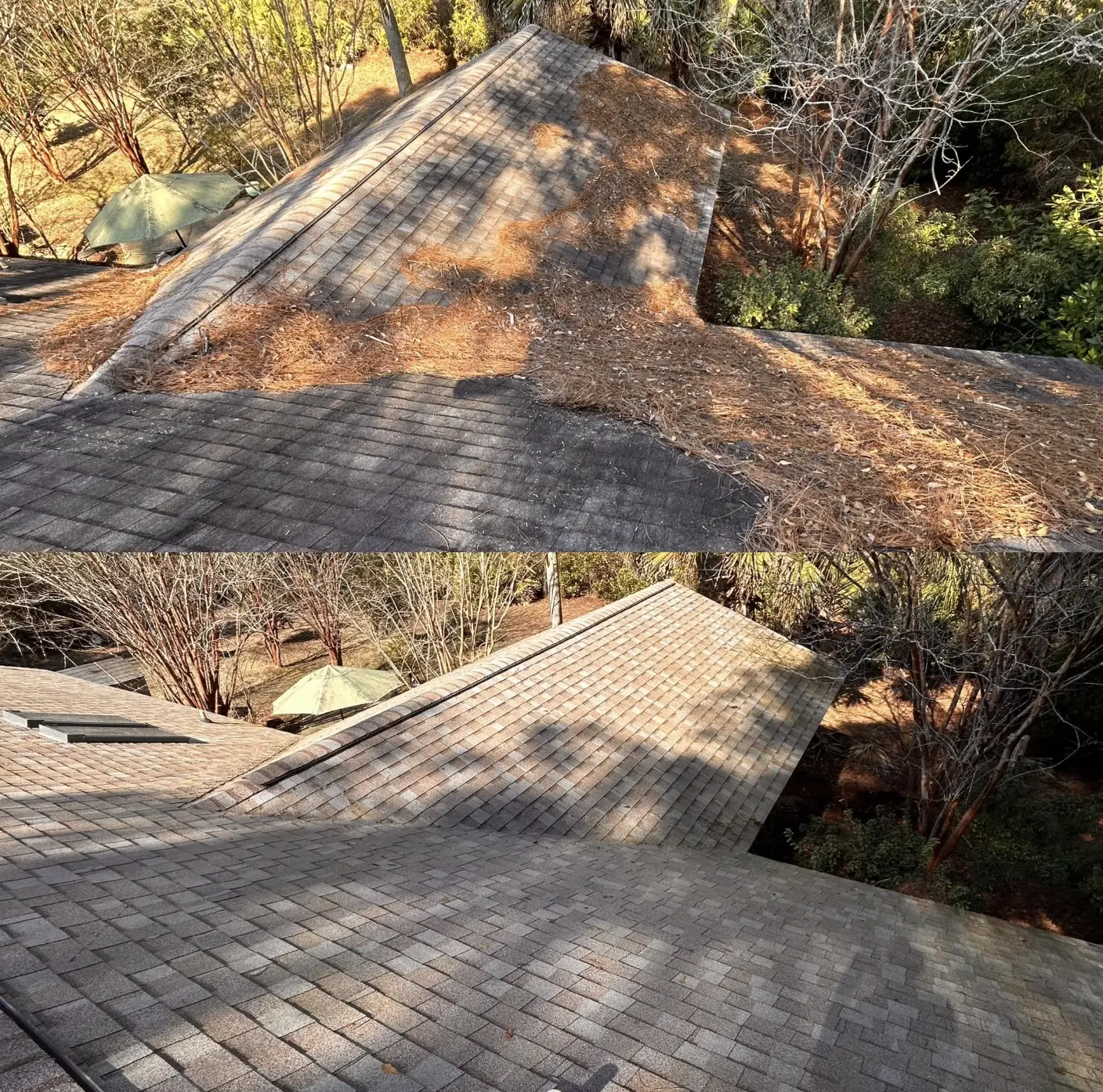 picture of ceiling after power washing in Bluffton SC